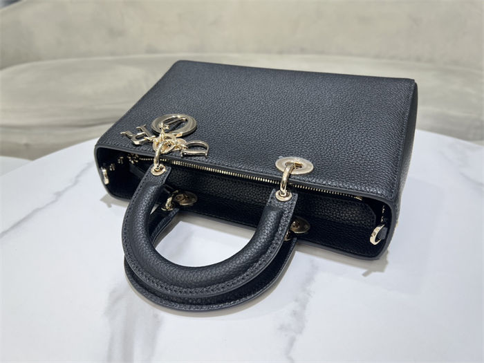 Lady D-Sire Medium My ABCDior Bag Bull Leather Black High