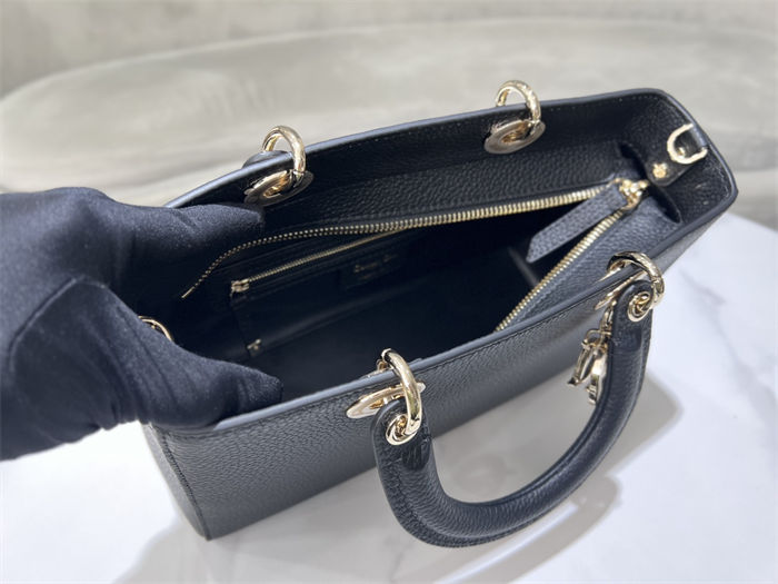 Lady D-Sire Medium My ABCDior Bag Bull Leather Black High