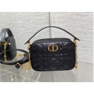 Small Dior Caro Top Handle Camera Bag Macrocannage Calfskin Black High