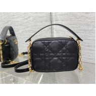 Small Dior Caro Top Handle Camera Bag Macrocannage Calfskin Black High