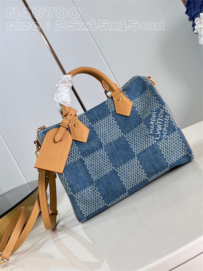 Louis Vuitton Speedy Bandouliere 25 Bag Damier Denim N40700 High