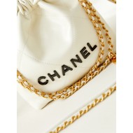 Chanel 22 MINI HANDBAG Shiny Calfskin White & Gold-Tone Metal AS3980 High