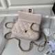 Chanel MINI FLAP BAG WITH TOP HANDLE AS4847 Lambskin, Resin & Gold-Tone Metal Pink A