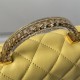 Chanel MINI FLAP BAG WITH TOP HANDLE AS4847 Lambskin, Resin & Gold-Tone Metal Yellow A