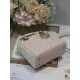 Two-Tone Small Lady Dior Bag Two-Tone Cannage Lambskin Latte and Powder Pink High