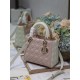 Two-Tone Medium Lady Dior Bag Two-Tone Cannage Lambskin Latte and Powder Pink High