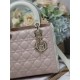 Two-Tone Medium Lady Dior Bag Two-Tone Cannage Lambskin Latte and Powder Pink High