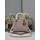 Two-Tone Medium Lady Dior Bag Two-Tone Cannage Lambskin Latte and Powder Pink High