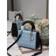 Two-Tone Medium Lady Dior Bag Two-Tone Cannage Lambskin Sky Blue and Black High