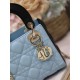 Two-Tone Mini Lady Dior Bag Two-Tone Cannage Lambskin Sky Blue and Black High