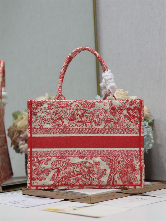 MEDIUM Dior BOOK TOTE Toile de Jouy Reverse Embroidery Pink High