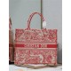 LARGE Dior BOOK TOTE Toile de Jouy Reverse Embroidery Pink High