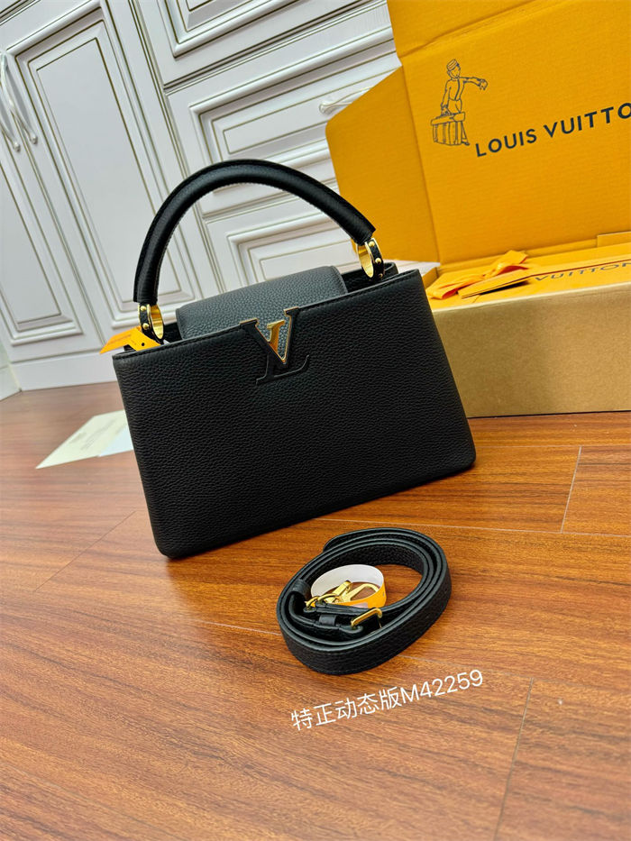 Louis Vuitton CAPUCINES MM Taurillon Leather Black M42259 Top