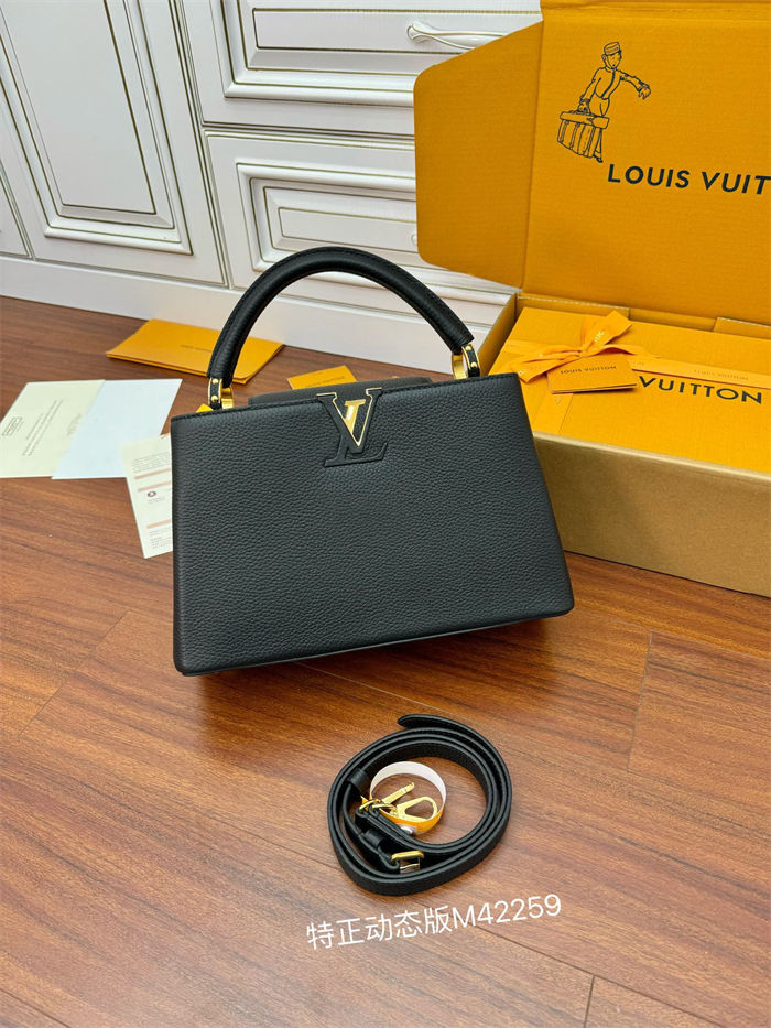 Louis Vuitton CAPUCINES MM Taurillon Leather Black M42259 Top