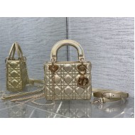 MINI LADY Dior BAG Cannage Lambskin Iridescent Metallic Gold-Tone High