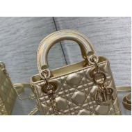 MINI LADY Dior BAG Cannage Lambskin Iridescent Metallic Gold-Tone High