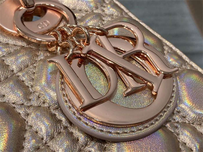 SMALL LADY Dior MY ABCDior BAG Cannage Lambskin Iridescent Metallic Rose Gold-Tone High