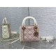 Two-Tone Mini Lady Dior Bag Two-Tone Cannage Lambskin Latte and Powder Pink High