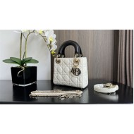 Two-Tone Mini Lady Dior Bag Two-Tone Cannage Lambskin Latte and Black High