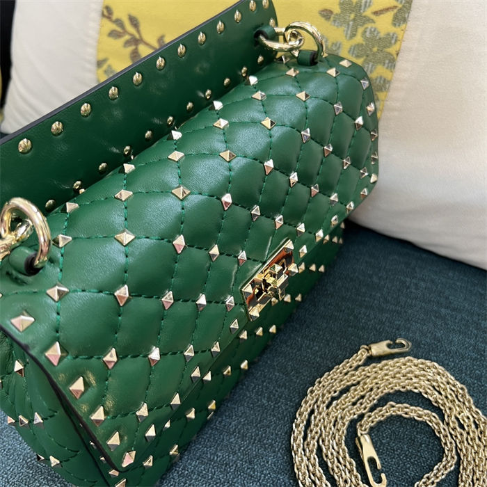 Valentino Spike Medium Bag Lambskin Green High