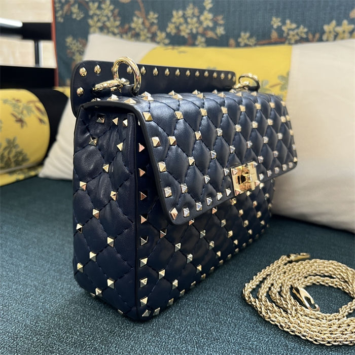 Valentino Spike Medium Bag Lambskin Navy High