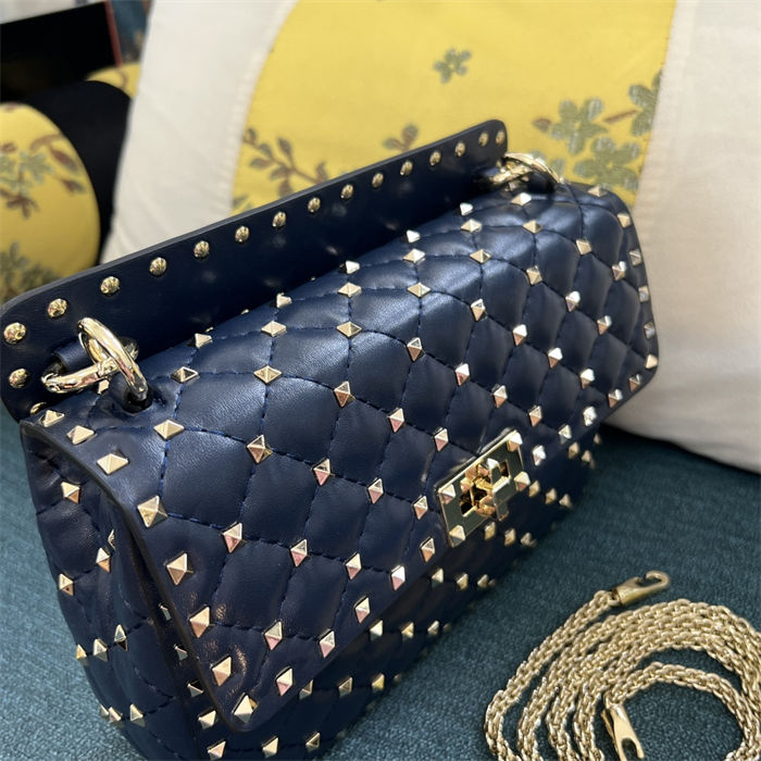 Valentino Spike Medium Bag Lambskin Navy High