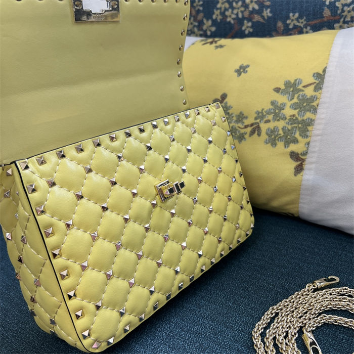 Valentino Spike Medium Bag Lambskin Yellow High