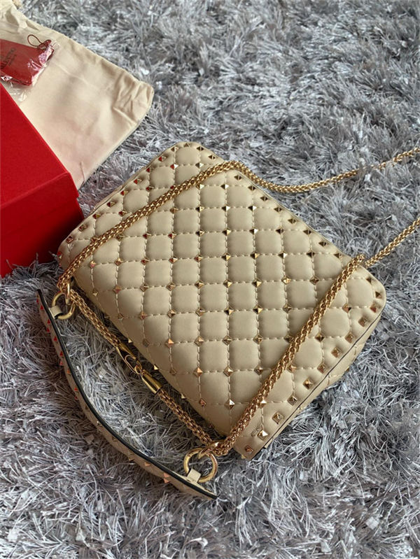 Valentino Spike Medium Bag Lambskin LIGHT IVORY High