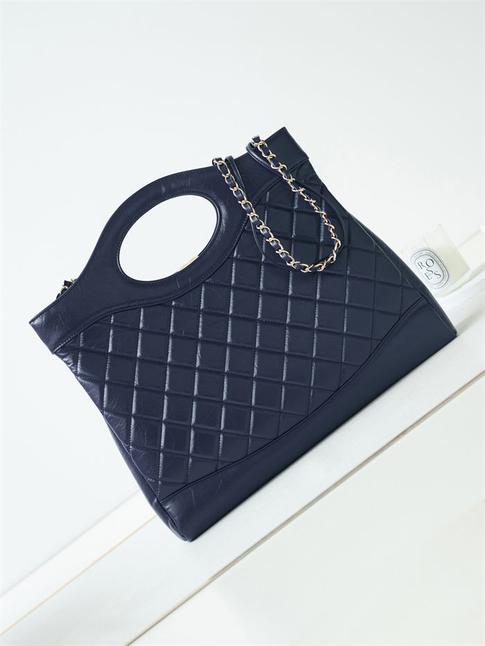 Chanel 31 SHOPPING BAG Large AS1010 Calfskin & Gold-Tone Metal Navy A