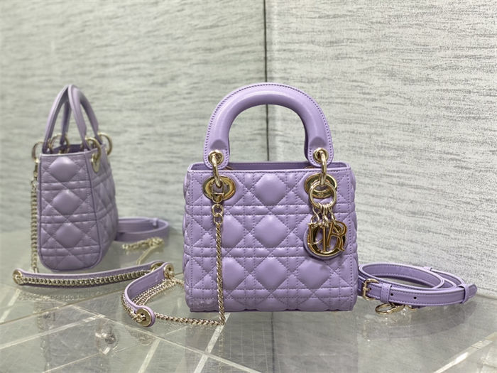 MINI LADY Dior BAG Cannage Lambskin Gold Metal Lilac High