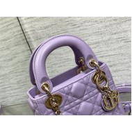 MINI LADY Dior BAG Cannage Lambskin Gold Metal Lilac High