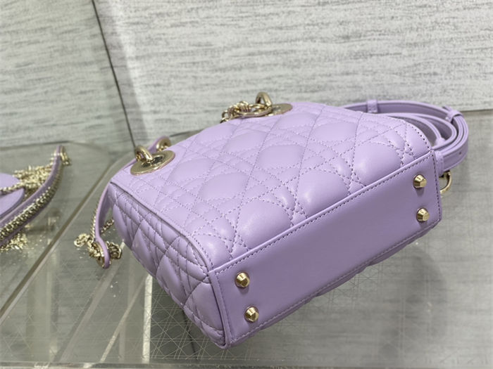 MINI LADY Dior BAG Cannage Lambskin Gold Metal Lilac High