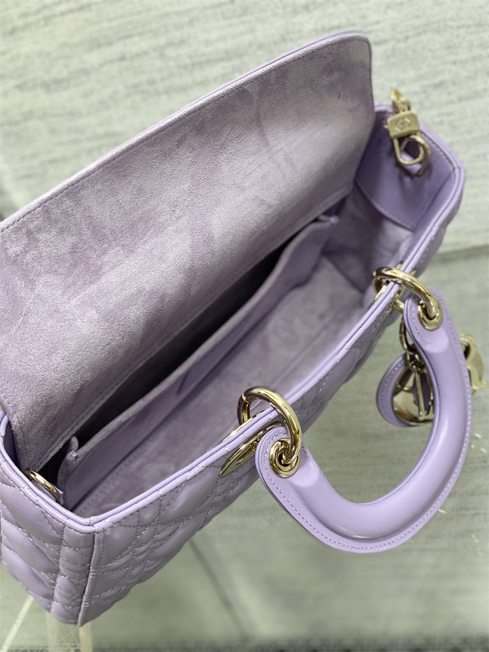 LADY D-JOY BAG MEDIUM Cannage Lambskin Lilac High