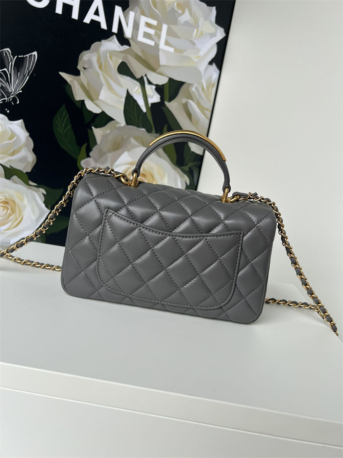 MINI FLAP BAG WITH TOP HANDLE AS2431N Lambskin & Gold-Tone Metal A