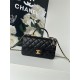 MINI FLAP BAG WITH TOP HANDLE AS2431 Grained Calfskin & Gold-Tone Metal Black P A