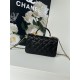 MINI FLAP BAG WITH TOP HANDLE AS2431 Grained Calfskin & Gold-Tone Metal Black P A