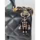 MINI FLAP BAG WITH TOP HANDLE AS2431 Grained Calfskin & Gold-Tone Metal Black P A