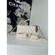 MINI FLAP BAG WITH TOP HANDLE AS2431 Grained Calfskin & Gold-Tone Metal White P A