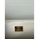 MINI FLAP BAG WITH TOP HANDLE AS2431 Grained Calfskin & Gold-Tone Metal White P A