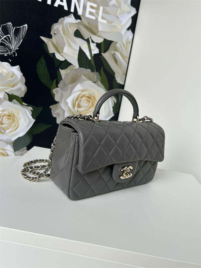 MINI FLAP BAG WITH TOP HANDLE AS2431 Lambskin & Gold-Tone Metal A