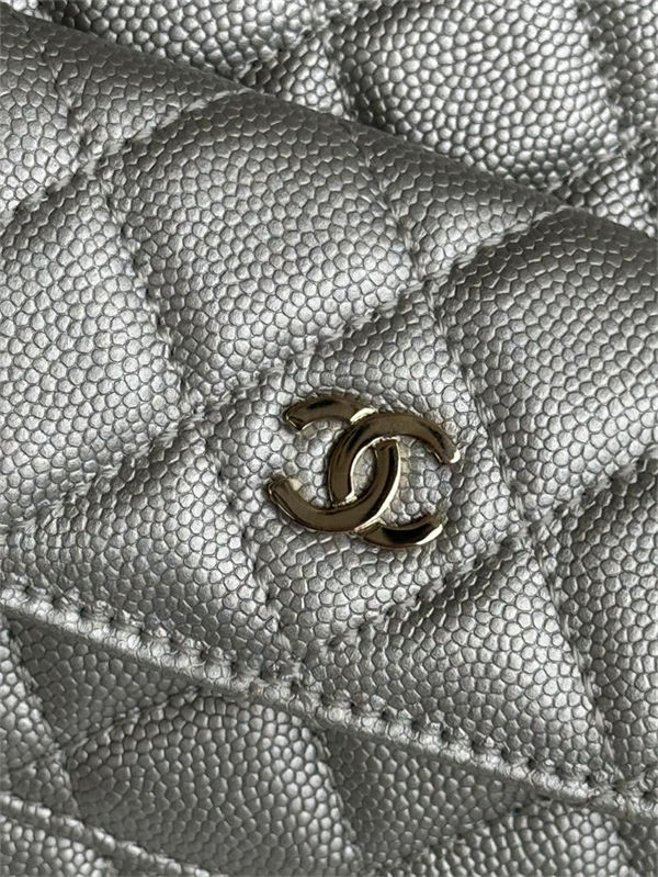 Chanel Mini Backpack Grained Calfskin Gold-Tone Metal AP3753 Silver High