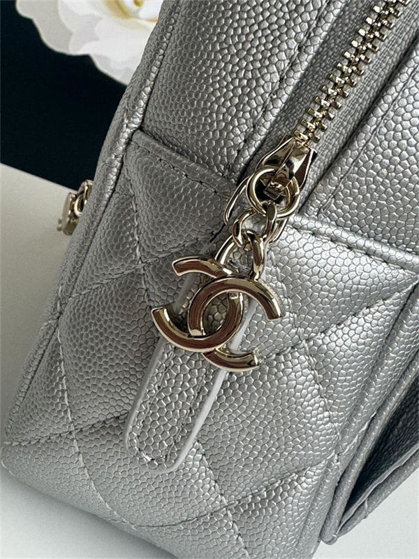 Chanel Mini Backpack Grained Calfskin Gold-Tone Metal AP3753 Silver High