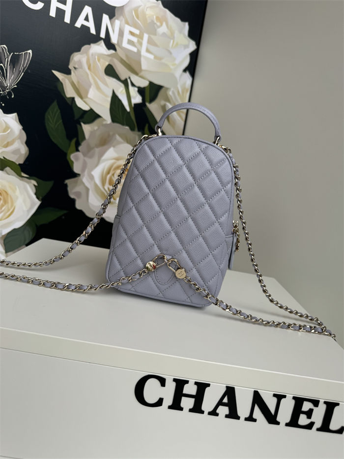 Chanel Mini Backpack Grained Calfskin Gold-Tone Metal AP3753 Purple Pale High