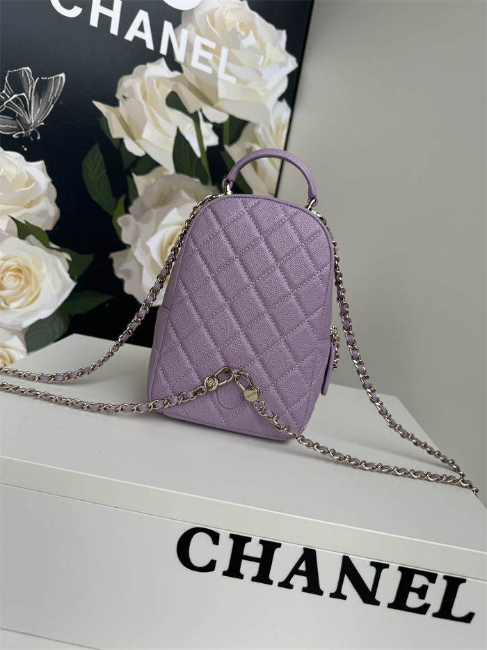 Chanel Mini Backpack Grained Calfskin Gold-Tone Metal AP3753 Purple High