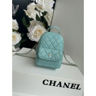 Chanel Mini Backpack Grained Calfskin Gold-Tone Metal AP3753 Mint High