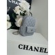 Chanel Mini Backpack Grained Calfskin Gold-Tone Metal AP3753 Grey Blue High