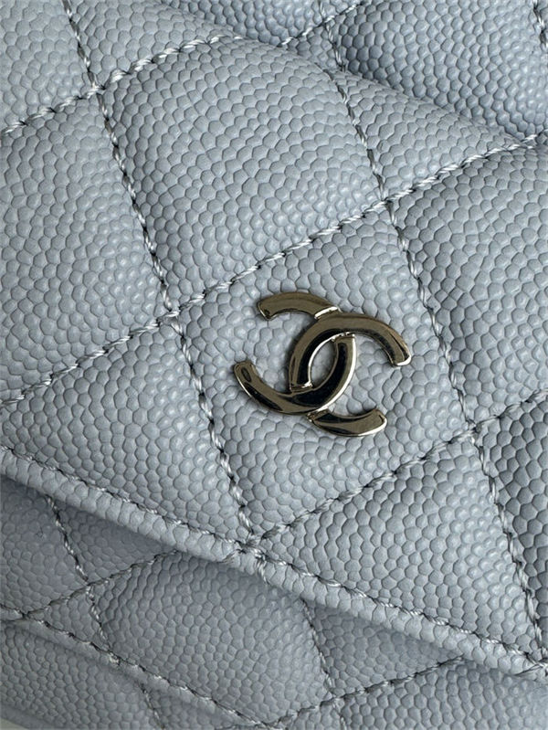 Chanel Mini Backpack Grained Calfskin Gold-Tone Metal AP3753 Grey Blue High