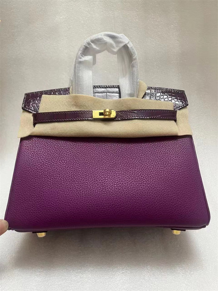 Hermes Birkin Touch 25/30cm Bag Togo and Crocodile Leather In Anemone WAX High