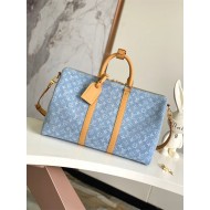 Louis Vuitton Keepall Bandoulière 45 Monogram Denim Sky Blue Denim M25334 High