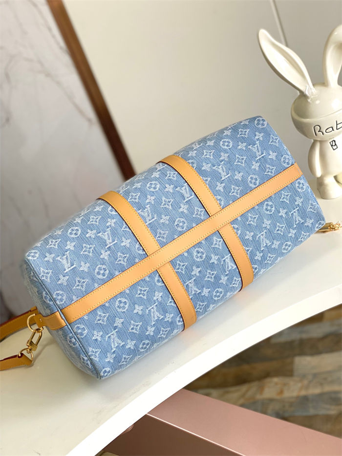 Louis Vuitton Keepall Bandoulière 45 Monogram Denim Sky Blue Denim M25334 High